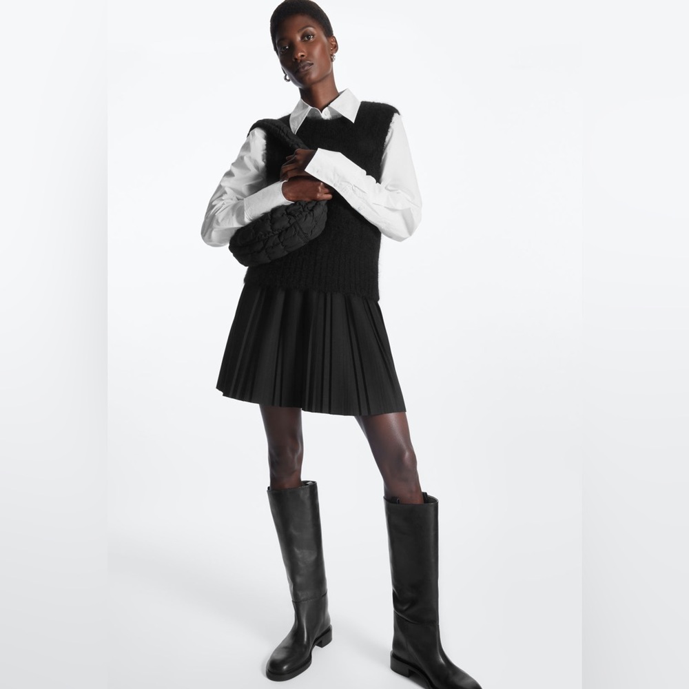 COS Pleated Wool-Blend Mini Skirt